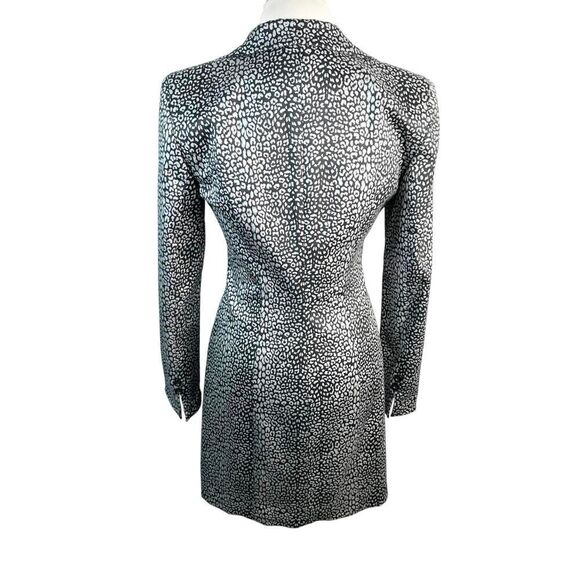 Vintage bebe Silver Metallic Leopard Animal Print Coat Lined Pockets USA Size 10 - Picture 7 of 10